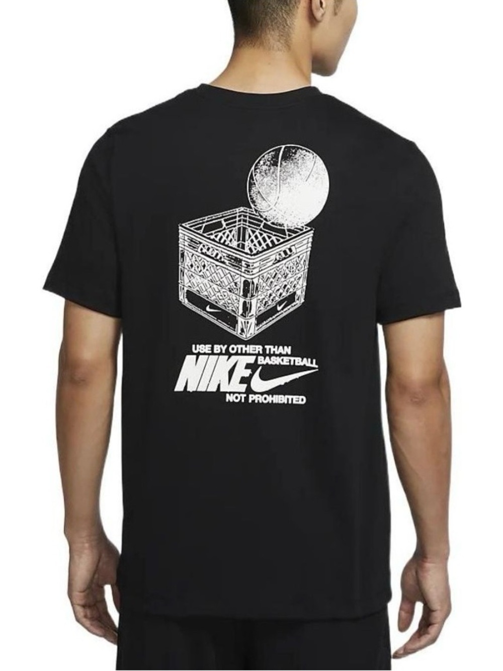 Nike Men’s Logo Geometry Pattern Printing Round Neck Black T-Shirt Size Medium